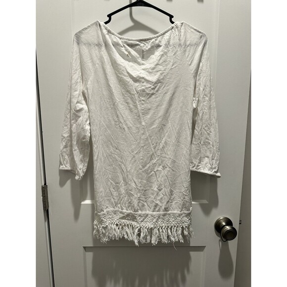 Lilly Pulitzer Adira Boho Top Resort White Lined Rayon Size Small - Picture 4 of 4